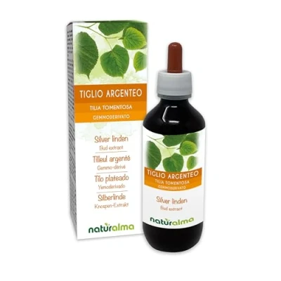Image of Silver Linden (Tilia tomentosa) Alcohol Free Bud Extract from Fresh Buds Naturalma Liquid Drops 200 ml Food Supplement Vegan