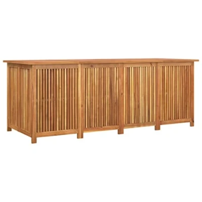 Image of vidaXL Garden Storage Box Outdoor Deck Patio Furniture Organiser Seat Utility Chest Cushion Shed Tool 200x80x75 cm Solid Wood Acacia
