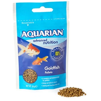 Image of AQUARIAN Complete Nutrition, Aquarium Goldfish Food Pellets Also Suitable For Small Pond Fish, 28 g Bag