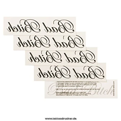 Image of 1 x &quot;Bad Bitch&quot; small Tattoo Lettering in black Sexy Kinky BDSM Fetish (1)