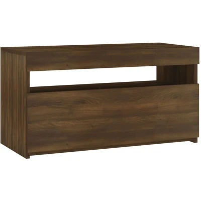 Image of vidaXL TV Cabinet with LED Lights Brown Oak 75x35x40 cm