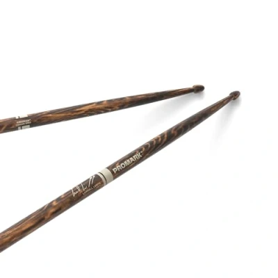 Image of ProMark Drum Sticks Larnell Lewis Signature FireGrain 5AB Drumstick Set Large Round Wood Tip Hickory with Lacquer Finish 1 Pair