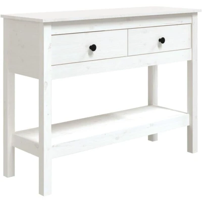 Image of vidaXL Console Table White 100x35x75 cm Solid Wood Pine