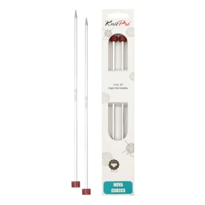 Image of KnitPro 35 cm x 4.5 mm Nova Cubics Single Pointed Needles, Shiny Brass