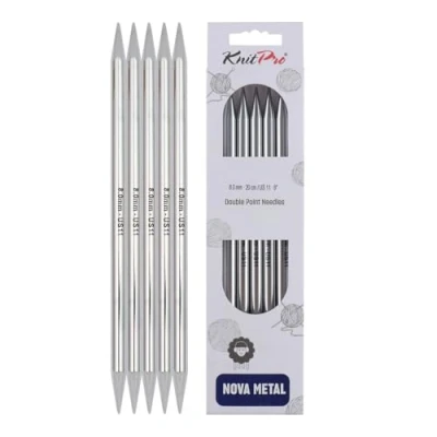 Image of KnitPro 20 cm x 8 mm Nova Double Pointed Needles, Silver