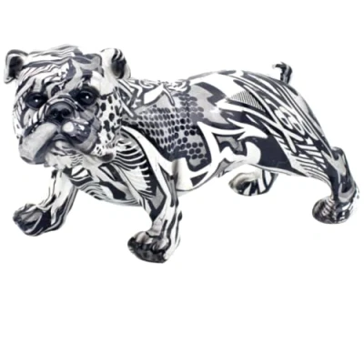 Image of Lesser &amp; Pavey Monochrome graffiti art design standing English Bulldog ornament figurine