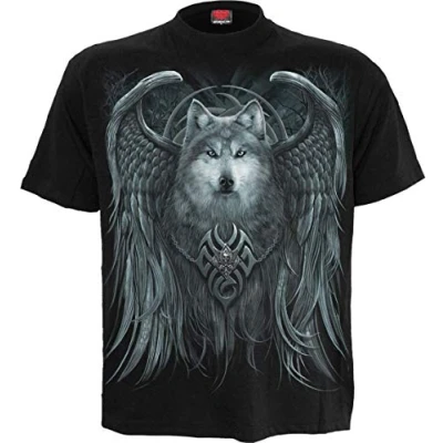 Image of Spiral Wolf Spirit T Shirt, M, Black
