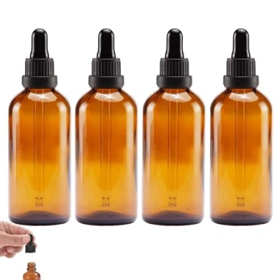 Image of WQEDVN 4PCS Pipette Dropper Bottle, Glass Bottles, Amber Bottle with Dropper, Pipette, For Essential Oil Aromatherapy Blends (50ml)