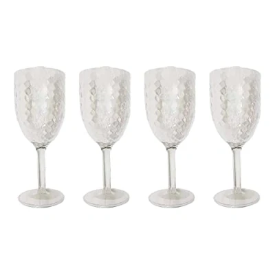 Image of Dimpled Wine Goblet Glasses Perfect for Any Festival and Season Camping,Wedding, Christmas, Birthday,Etc (Set of 4 Glasses)
