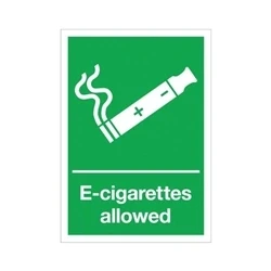 Image of Signs and Labels E Cigarettes Allowed Sign Rigid Plastic 210x148mm