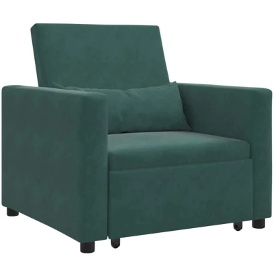 Image of vidaXL 3 in 1 Single Sofa Bed Convertible Dark Green Velvet