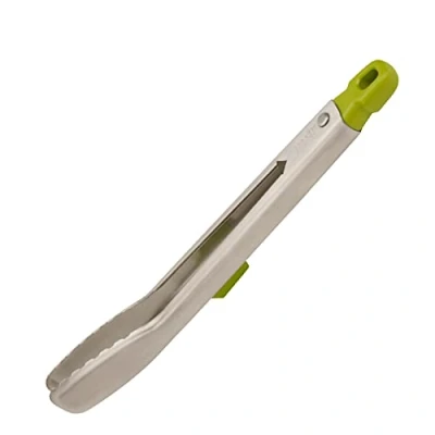 Image of Joseph Elevate Steel 12 Inch/30 cm Slimline Stainless Tongs with Precision Tips and elevated rest Green
