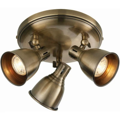 Image of Westbury LED 3 Light Spotlight Antique Brass Plate, GU10