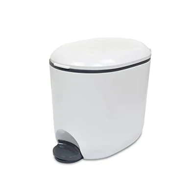 Image of Addis Premium Deluxe Bathroom Office Pedal Bin with Inner, 3.5 Litre, Light Grey &amp; Charcoal