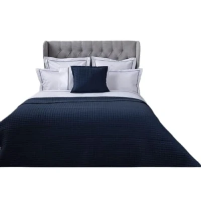 Image of Belledorm Crompton Quilted Jersey Throw, Navy, 150 x 200 Cm
