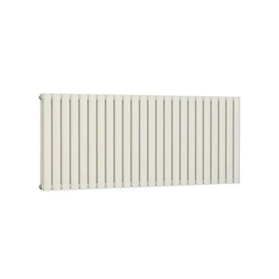 Image of VeeBath Rennes Matt White Low Carbon Mild Steel Horizontal Oval Double Panel Mirror Bathroom Heating Radiator 600 x 1420mm