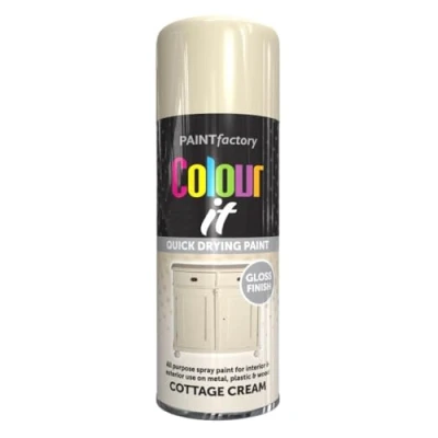 Image of AlezyB 6 x Cottage Cream 400ml All Purpose Spray Paint Use on Metal, Wood, Plastic and Multipurpose Aerosol Professional Quality Perfect Finish, for Interior Exterior Excellent Coverage
