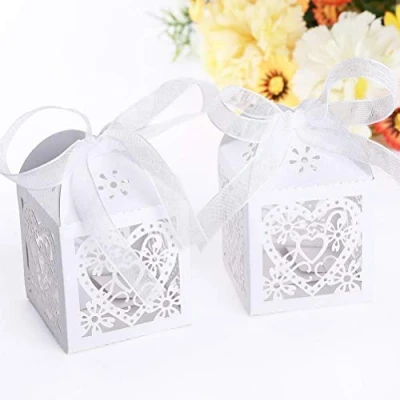Image of ele ELEOPTION Wedding Supplies Candy Box (100 Pcs, White Heart)