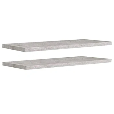 Image of vidaXL Floating Wall Shelves Decorative Display for Home &amp; Office, Concrete Grey, Honeycomb MDF Metal, 90x23.5x3.8 cm (2 pcs)