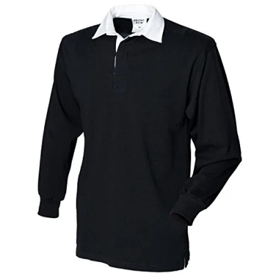 Image of Front Row Kids Cotton Long Sleeve Plain Rugby Shirt Black M