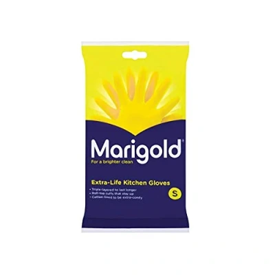 Image of Marigold Unisex Gloves, Extra Life Kitchen Gloves Small, Yellow