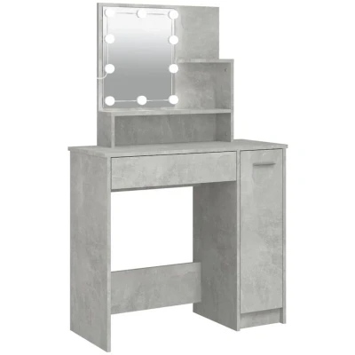 Image of vidaXL Dressing Table with LED Concrete Grey 86.5x35x136 cm