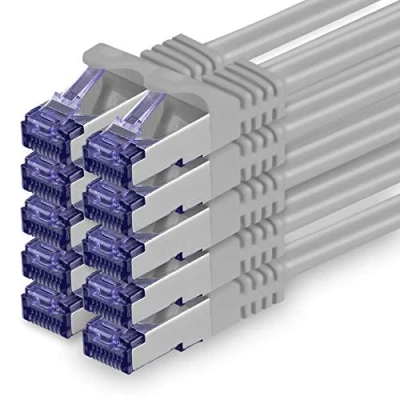 Image of 1aTTack.de Cat.7 Lan Ethernet cable 1m Grey Cat7 Network 10GBASE T 10000 Mbps SFTP PIMF patchcable RJ45 plug