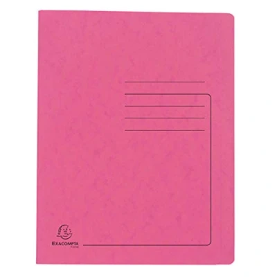 Image of Exacompta Ref 39987E Flat Bar File Suitable for A4 Documents, Pre Printed Cover, 355gsm Heavyweight Mottled Pressboard, 30mm Spine, Metal Spring Mechanism Pink