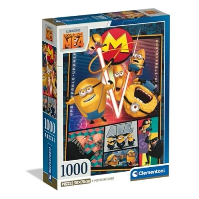 Image of Clementoni Jigsaw Puzzle Collection Despicable Me 4, 1000 Pieces Poster Included, For Adults 14 99 Years, Gift Men/Women, Made In Italy, 39798