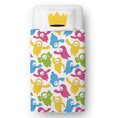 Image of Fall Guys Official Kids Gaming Single Duvet Cover Set Reversible 2 Sided Bedding Including Matching Pillow Case Character World Brands Bed