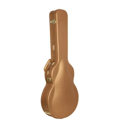 Image of Crossrock Designer Series Wooden Case for 335 Style 6 string Semi Hollow Electric Guitars Security Lock, Metal Feet, Storage Space Luxury Gold(CRW520SALG)