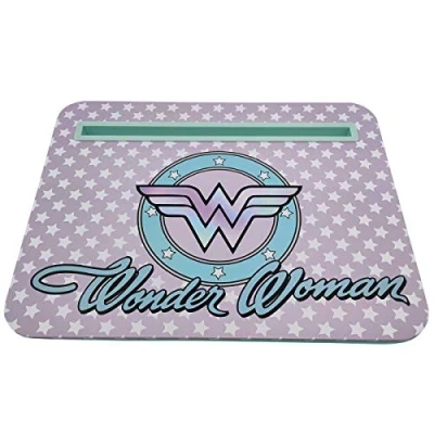 Image of Wonderwoman Laptop Lap Desk, Compact Portable Work Tray with Cushion, Phone and Tablet Holder, Merchandise, Polyester/MDF, Wonder Woman