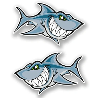 Image of 2 x 10cm Great White Shark Vinyl Sticker Laptop Car Helmet Scuba Diving #5962 (10cm Wide 6cm Tall)