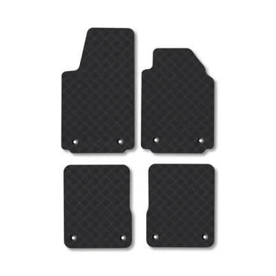 Image of Rubber Car Mats Compatible with Audi A2 (1996 2006) Tailored Fit Floor Set Accessory Black Custom 4 Pieces Clips Anti Slip Backing, Heavy Duty &amp; Waterproof