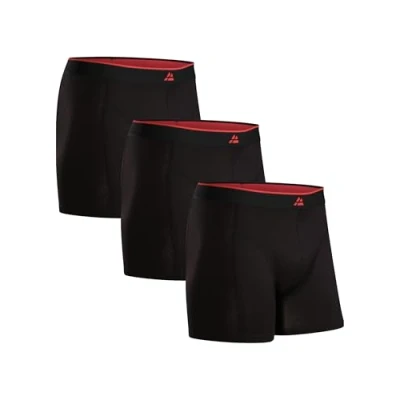 Image of DANISH ENDURANCE 3 Pack Bamboo Boxer Shorts for Men, Breathable Underwear, Soft Antibacterial Pants, Black, Small