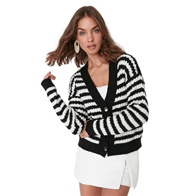 Image of Trendyol Women Regular fit Basic Crew Neck Knitwear Cardigan Black