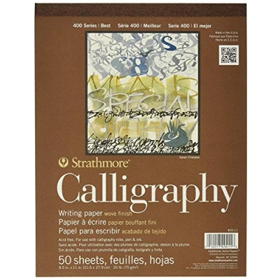 Image of Strathmore STR 405 11 50 Sheet Calligraphy Pad, 8.5 by 11&quot;, Paper, White, 8.5&quot;x11&quot; Tape Bound