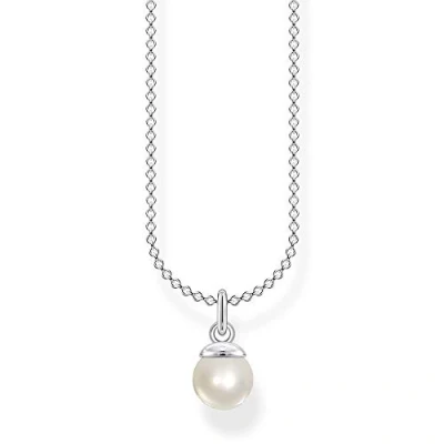 Image of Thomas Sabo 925 Sterling Silver Pearl Necklace of Length 38 45cm