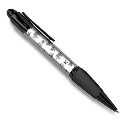 Image of Destination Vinyl ltd 1 x Black Ballpoint Pen Schnauzer Dog Pattern Puppy Fun #43493