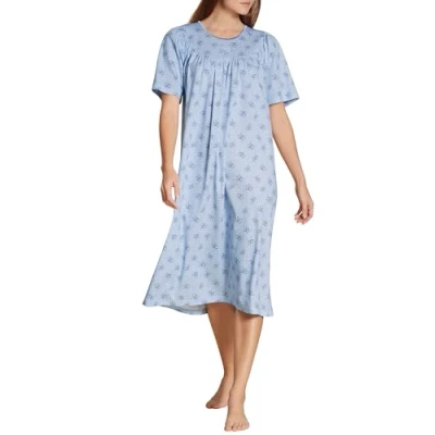 Image of CALIDA Women&#039;s Soft Cotton Nightgown, Opaque, Allure Blue, 36 38