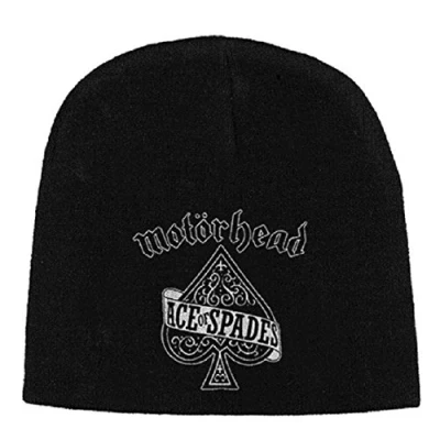 Image of Motorhead Ace Of Spades Classic Logo Official New Black Jersey Beanie Hat