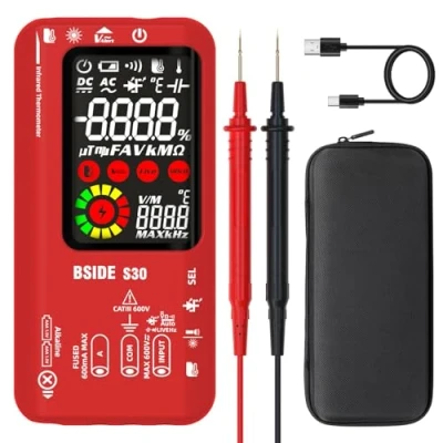Image of BSIDE S30 Smart Digital Multimeter Infrared Thermometer High Voltage Diode LED Tester 3 in 1 with Dual Power System 9999 Counts Colour LCD and Current Meter Capacitance Ohm Continuity