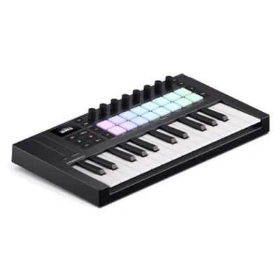 Image of Novation Launchkey Mini 25 [MK4] — Portable Key, USB, MIDI Keyboard Controller with DAW Integration. Chord Mode, Scale Drum Pads, and Arpeggiator. Includes Music Creation Software Bundle