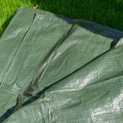 Image of 3m x 2m (6sq m) waterproof durable tarpaulin/camping tarp/cover up in royal green