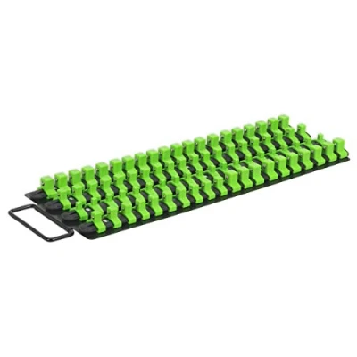 Image of Sealey Premier Socket Rail Tray 1/4&quot;, 3/8&quot; &amp; 1/2&quot;Sq Drive Hi Vis Green