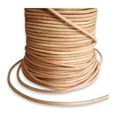 Image of Auroris 100 m Roll Leather Cord Round 3 mm Diameter, Natural
