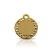 Image of SMALL GOLD DIAMANTE DISC. Engraved Cat/Dog/Horse/Pet ID NAME Tag. Diamante/Glamour/Bling/Fashion. PLEASE EMAIL US WITH ENGRAVING DETAILS WHEN PLACING YOUR ORDER.