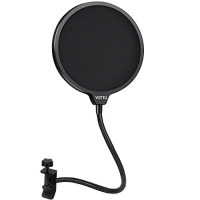 Image of YOTTO Microphone Pop Filter Studio Windscreen Mic Cover Mask Shield with Flexible Gooseneck and Clamp for Blue Yeti, Audio Technica All Microphones