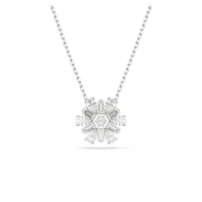 Image of Swarovski Idyllia pendant, Mixed cuts, Snowflake, White, Rhodium plated