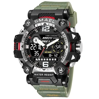Image of AIMES Mens Watches Sports Outdoor Waterproof Military Watch for Men Tactical Analog Digital Date Alarm Stopwatch Multi Function Tactics Big Face Wristwatch Men, 8072 Army green, Sport Casual